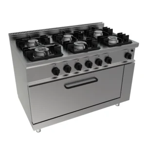 Cucina gas sei fuochi con forno maxi teglie gn2/1